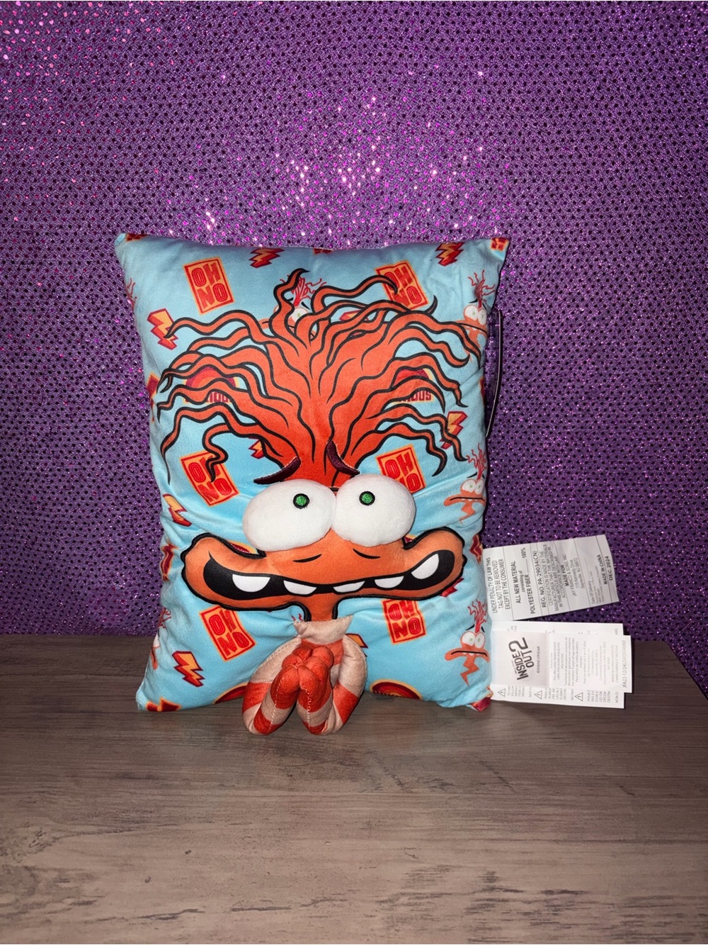 🆕💜 Disney Pixar Inside Out 2 Anxiety Plush Throw Pillow NWT Decorative Cushion